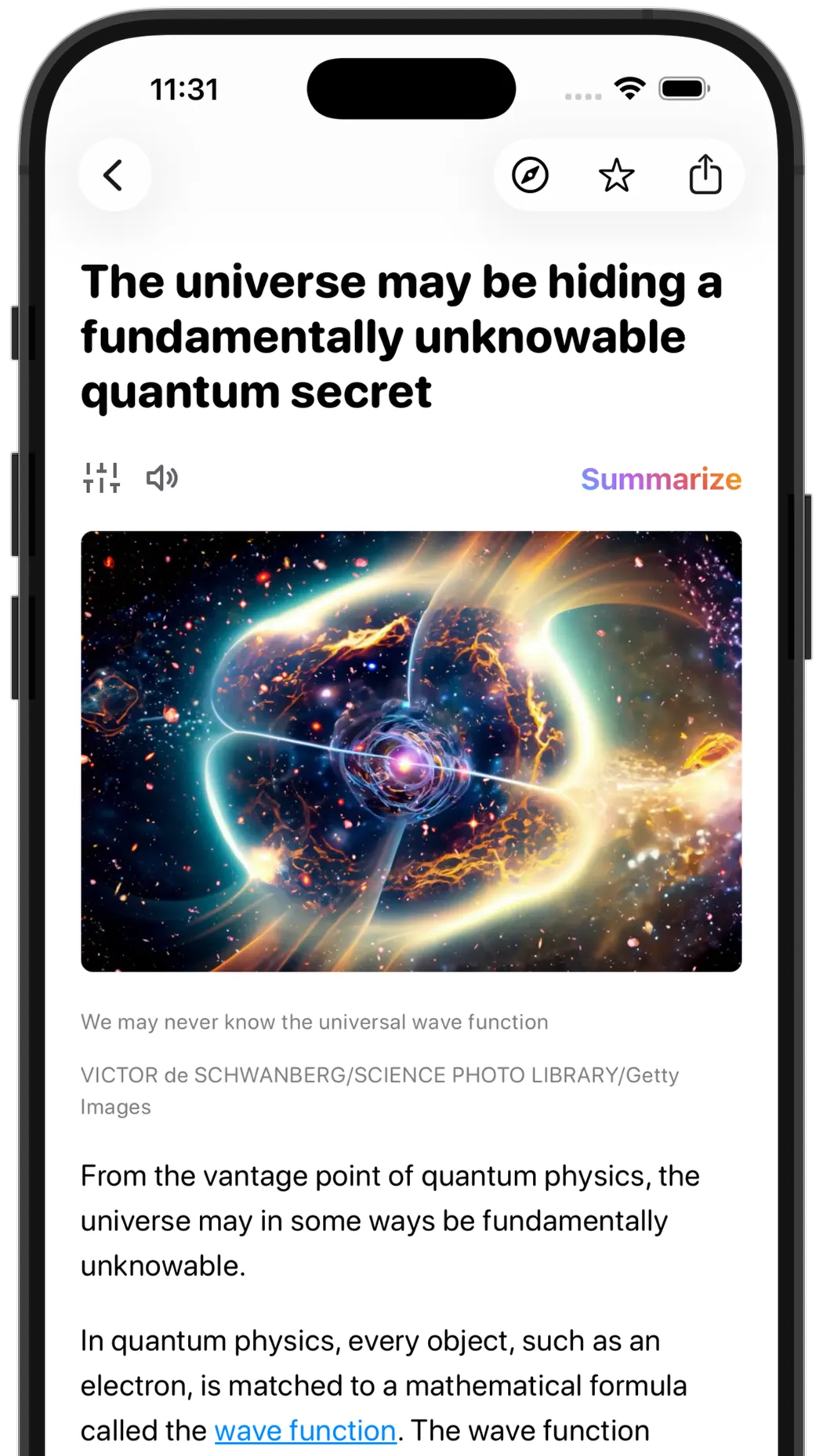 NewsNinja article reader mode
